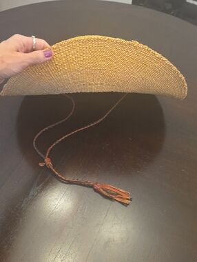 Woven Straw HayLeather Tassel - Yellow